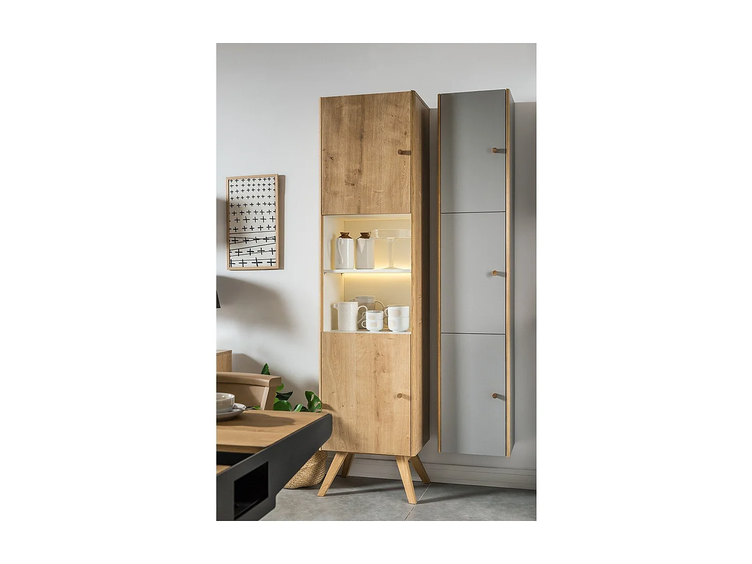 Vitrine 2 portes avec étagère centrale H207,5 cm - NATURE