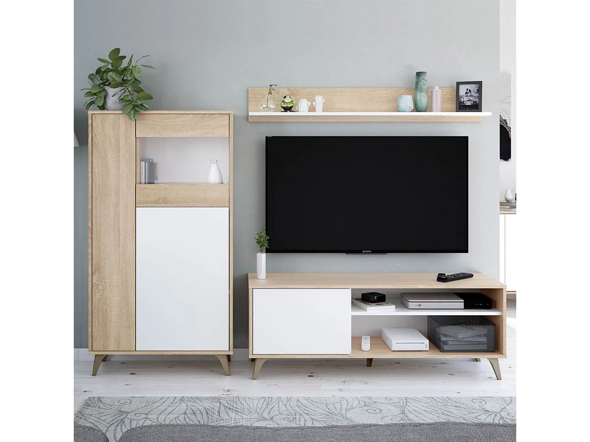 Vitrine 3 portes avec étagères Kikua Plus - H142cm