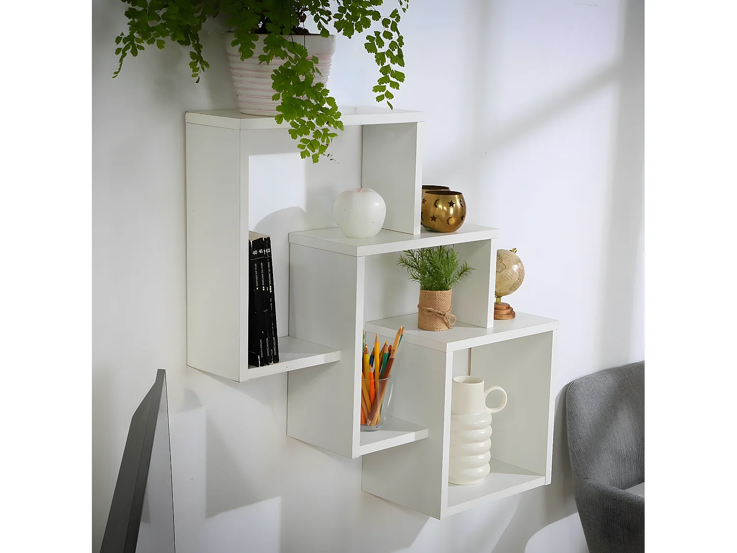 Étagère Murale avec 3 Compartiments L64 cm - Fibi