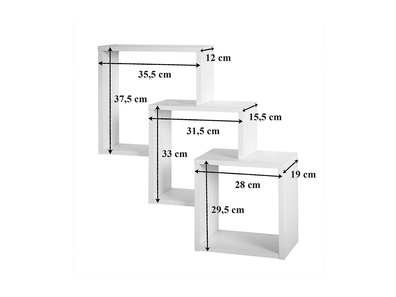 Półka ścienna z 3 przegrodami, szerokość 64 cm - Fibi