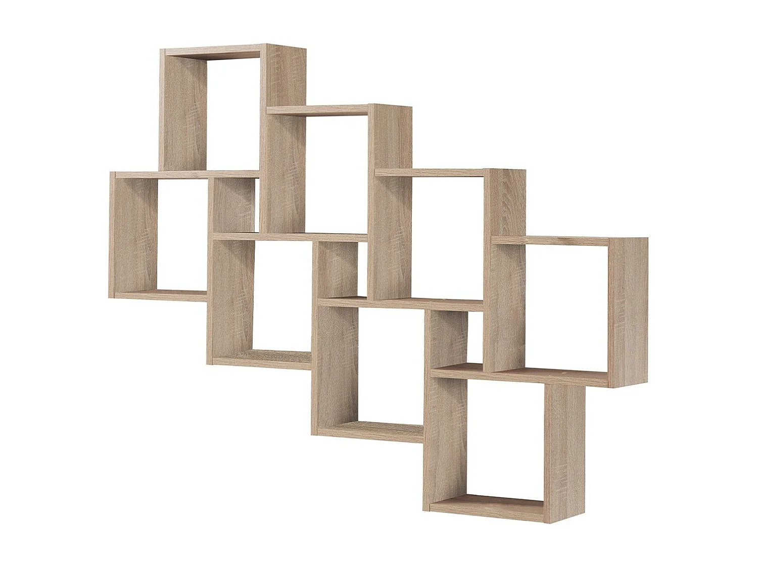 Wandschap met 11 vakken eikenkleurig