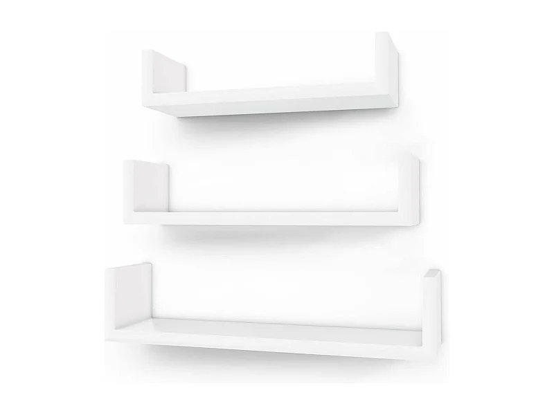 Set di 3 mensole a muro con cornici - bianco brillante