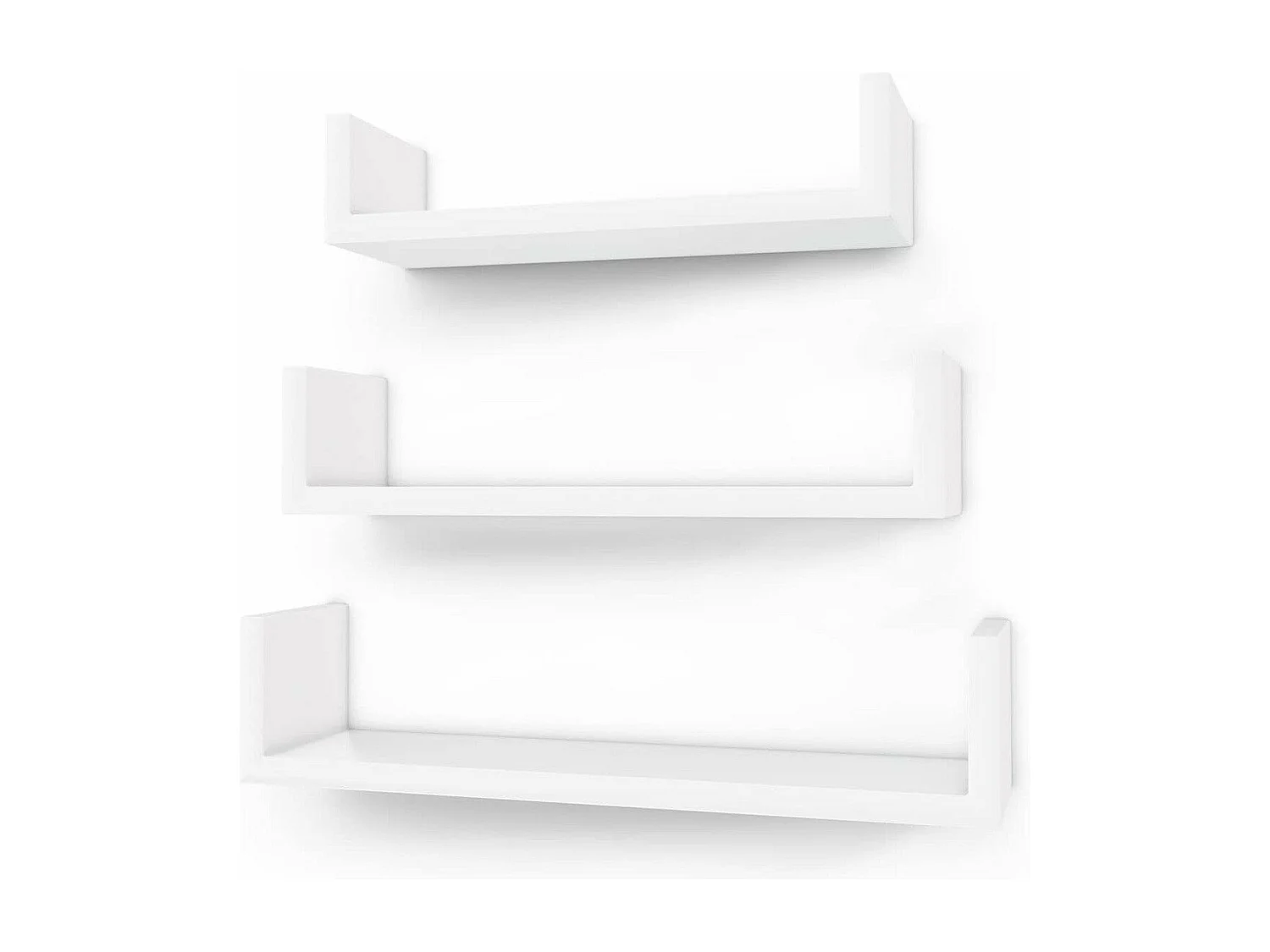 Set di 3 mensole a muro con cornici - bianco brillante