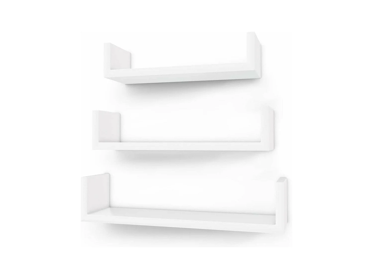 Lot de 3 Étagères Murales modernes - Blanc brillant