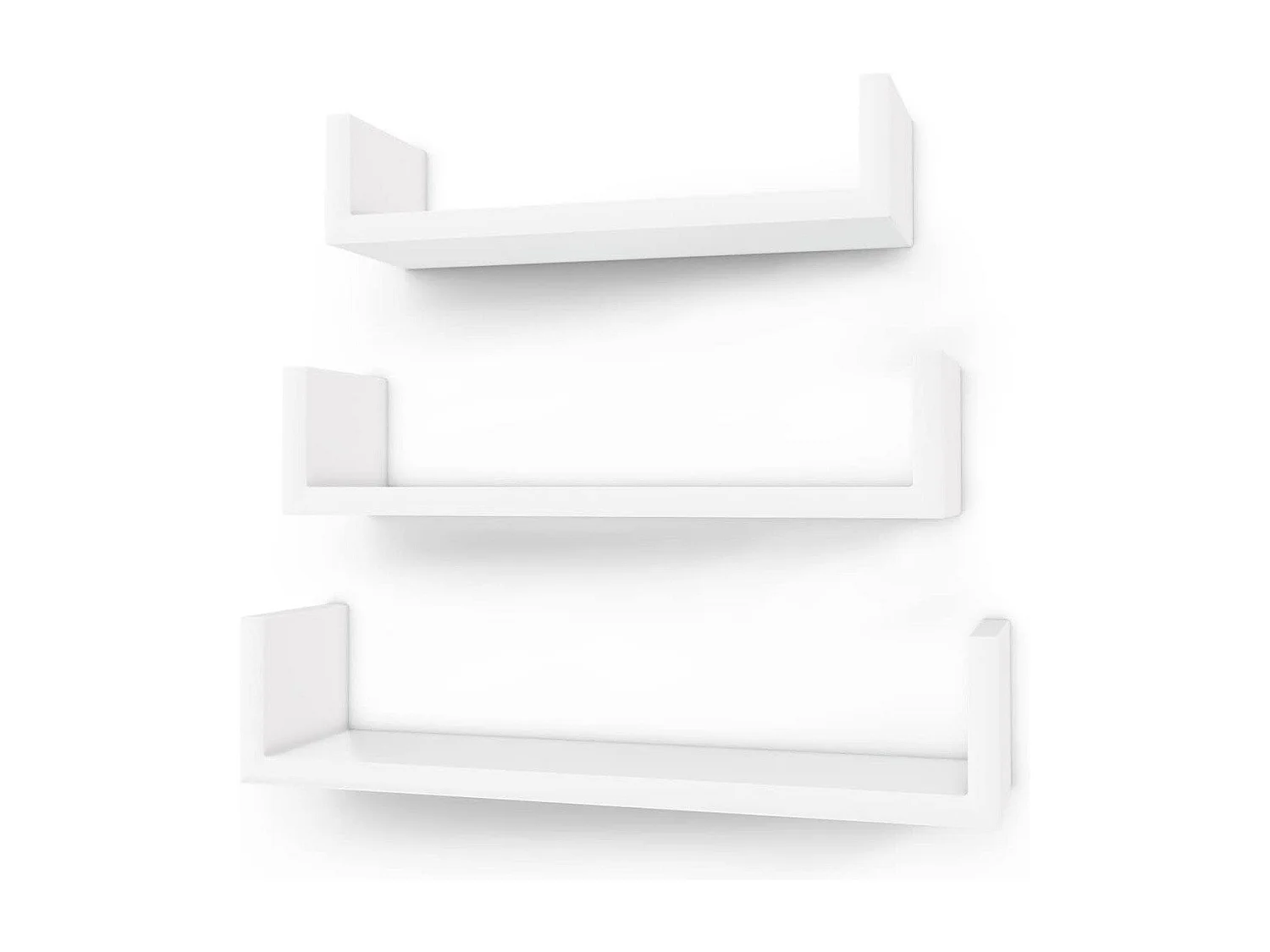 Lot de 3 Étagères Murales modernes - Blanc brillant