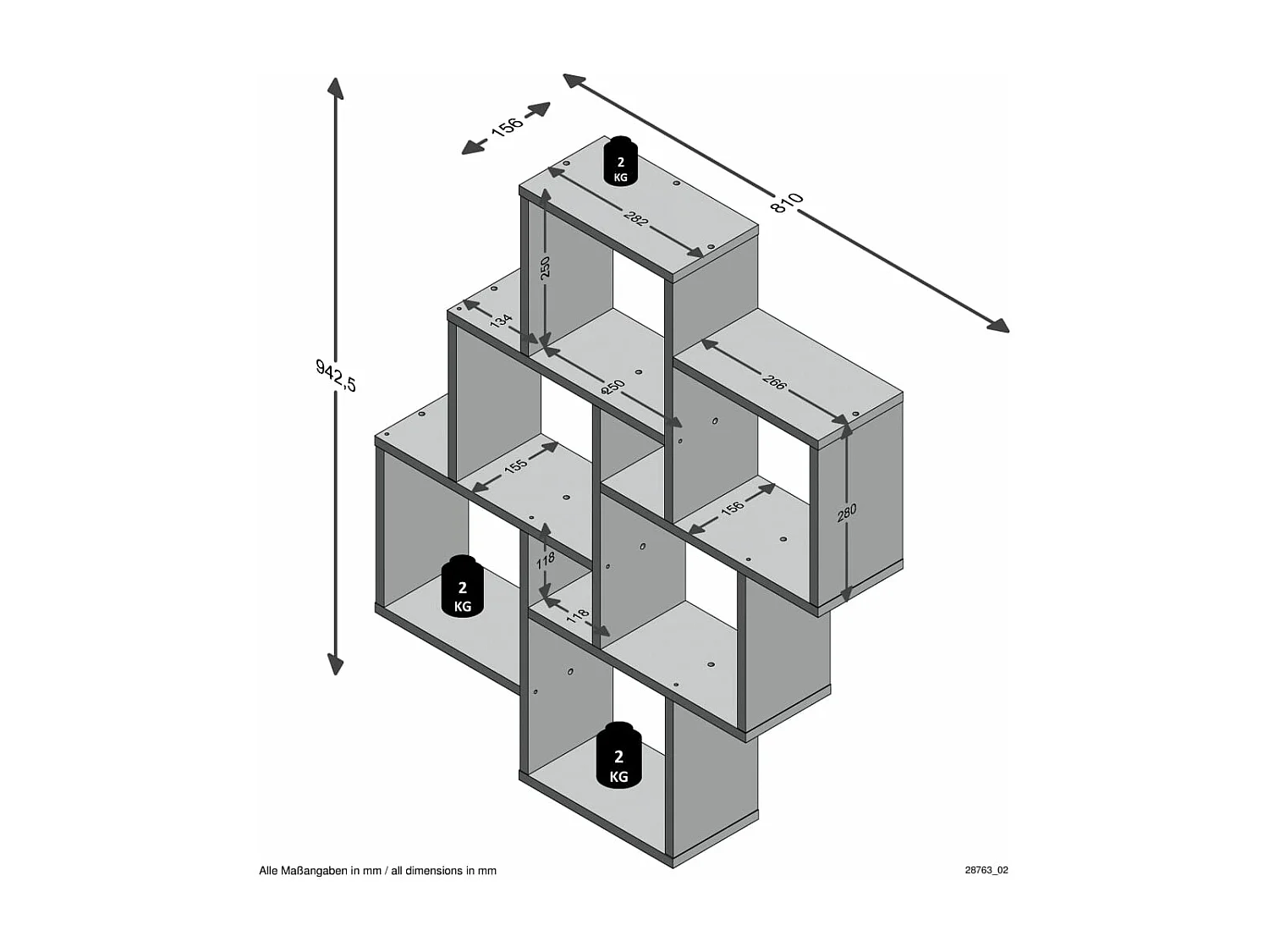 Étagère Murale Flottante 8 Compartiments - Laurio