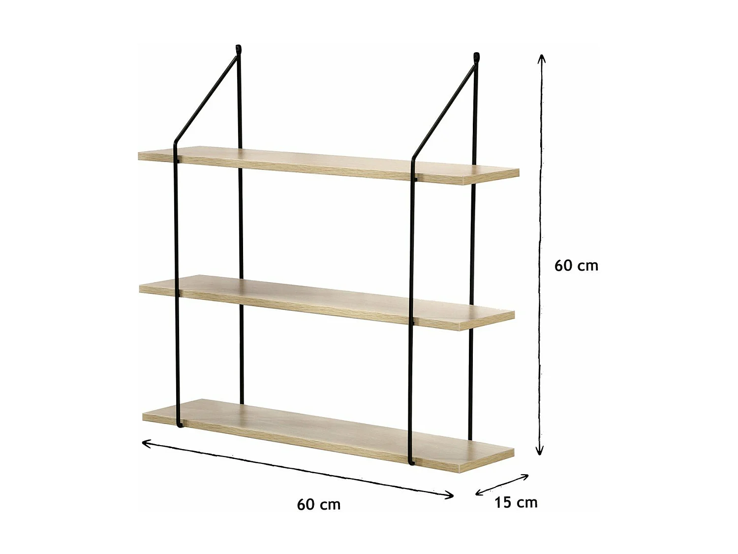 Étagère Murale 3 Niveaux décor Bois L60 cm