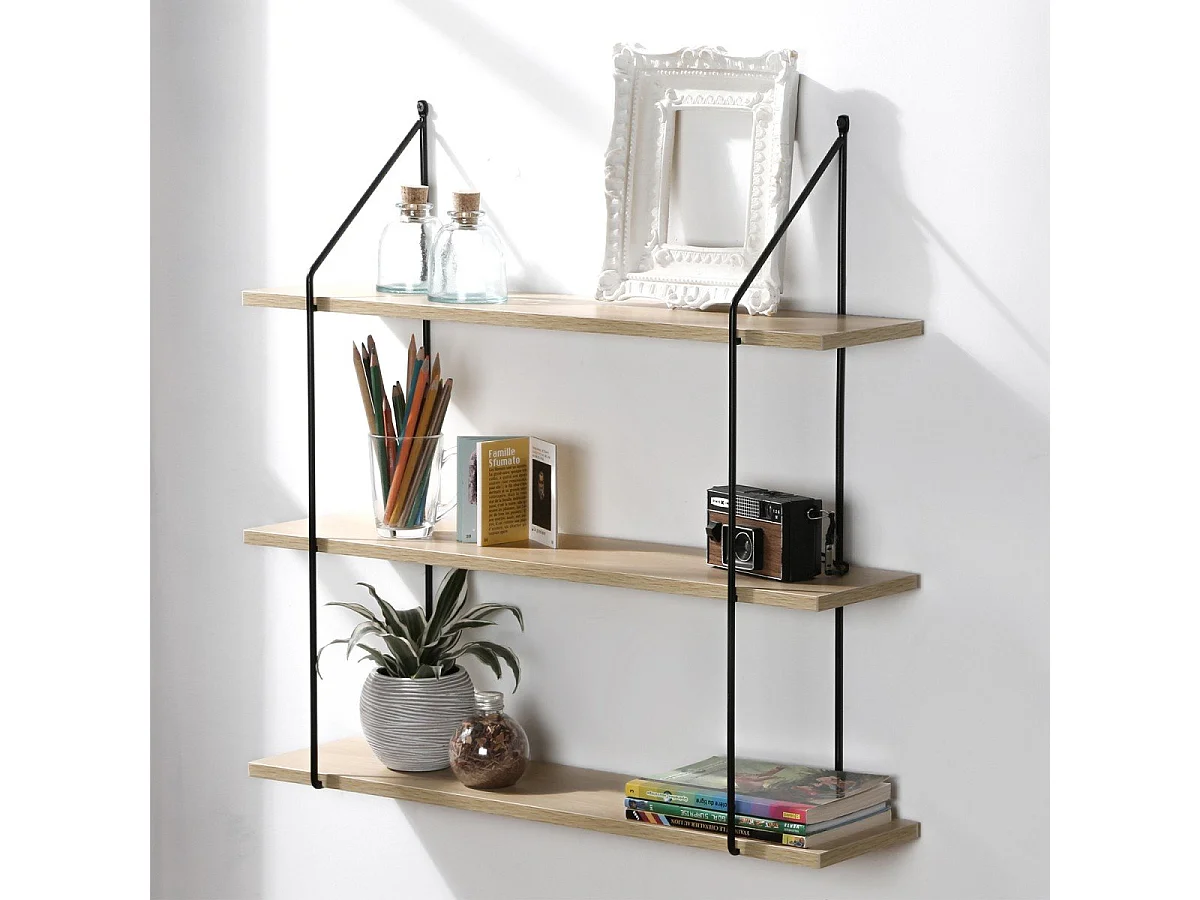 Étagère Murale 3 Niveaux décor Bois L60 cm