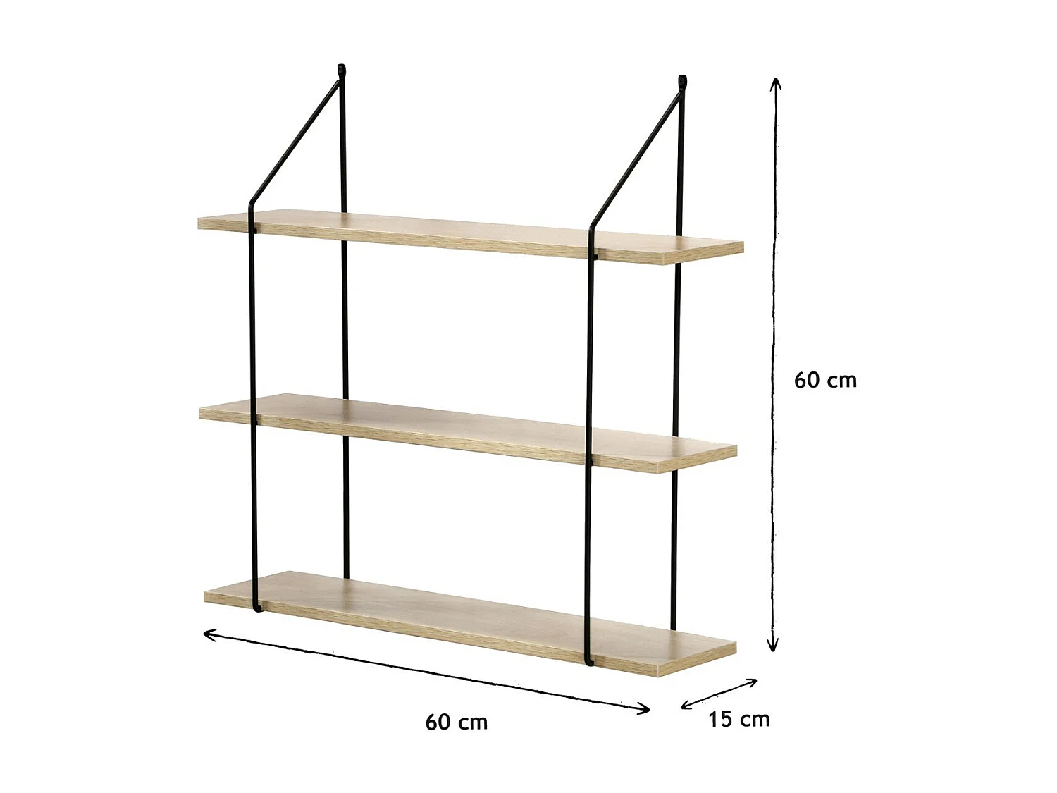 Étagère Murale 3 Niveaux décor Bois L60 cm