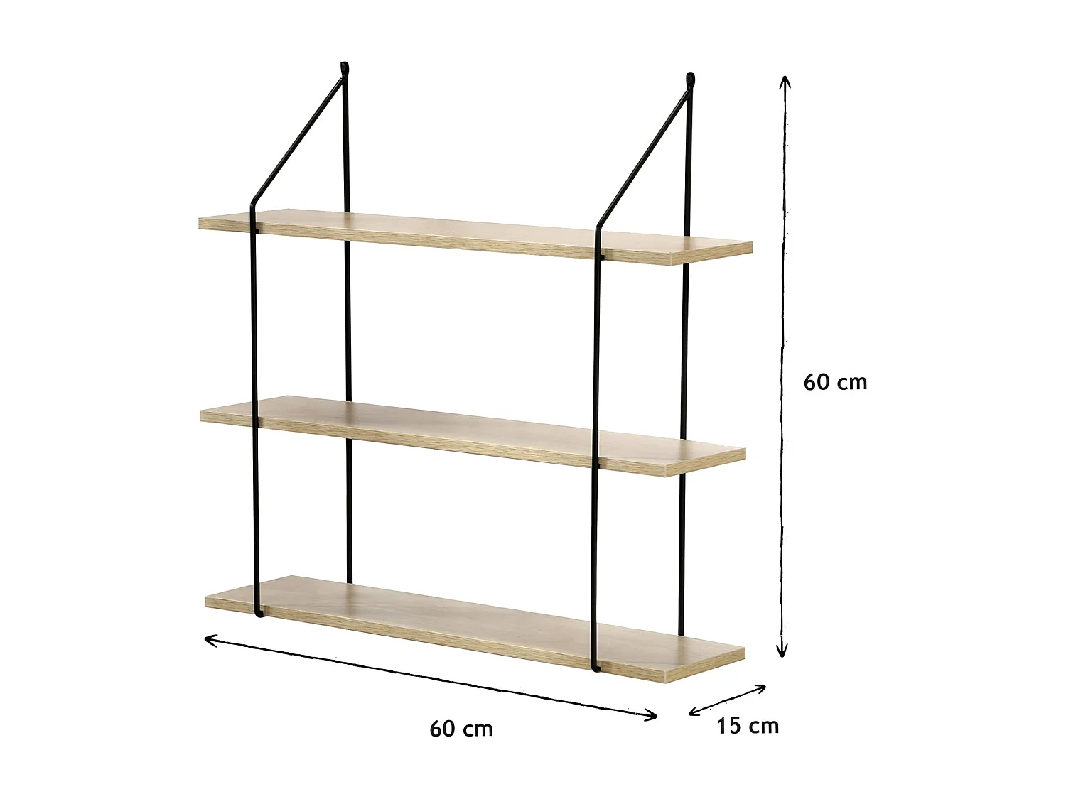 Étagère Murale 3 Niveaux décor Bois L60 cm