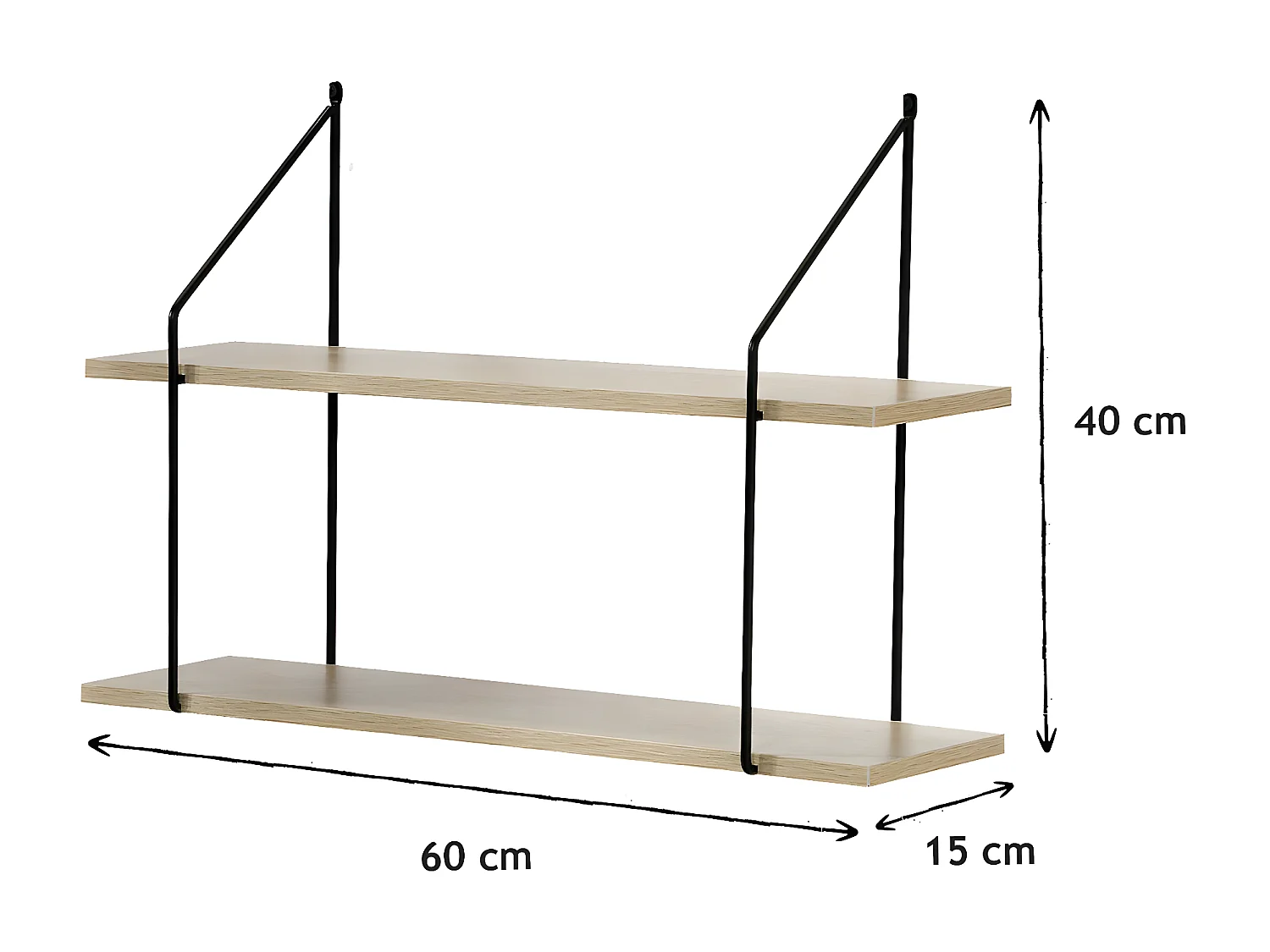 Wandplank 2 niveaus Houtdecor L60 cm