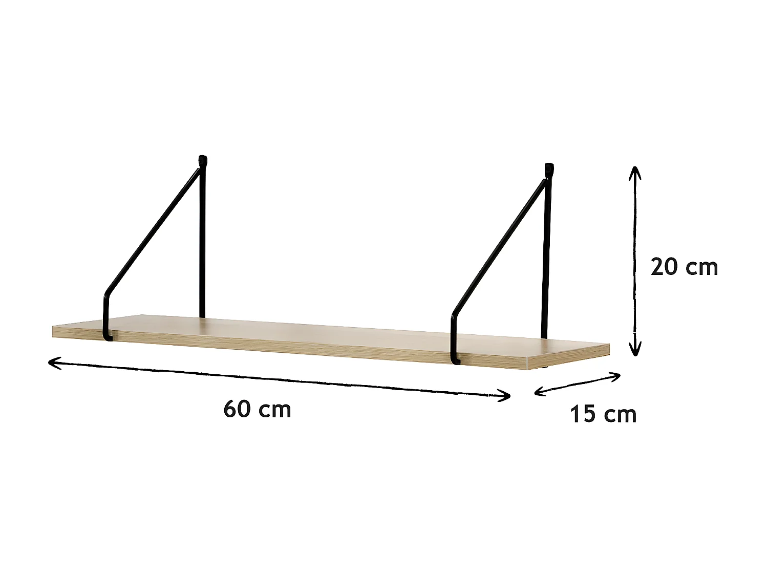 Muurplank 60 cm industriële stijl
