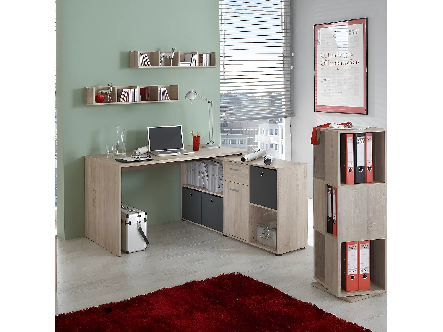 Etagère murale avec 4 compartiments L92 cm - Point