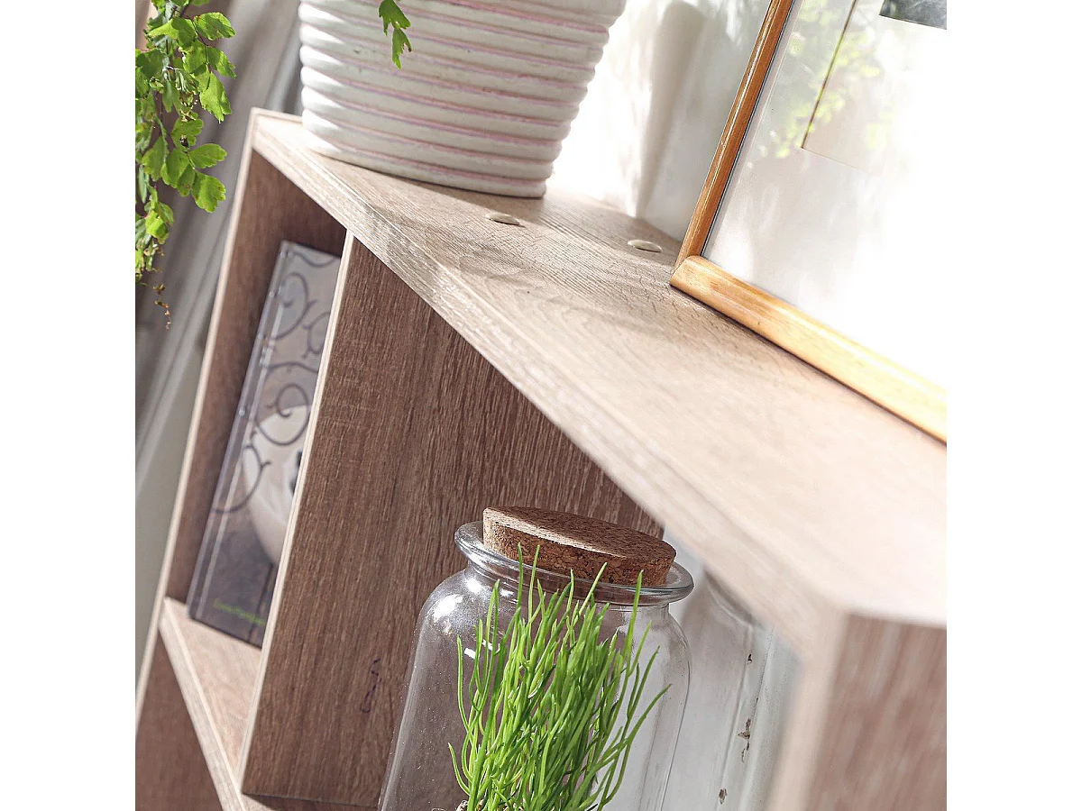 Wandschap met 9 vakken eikenkleurig