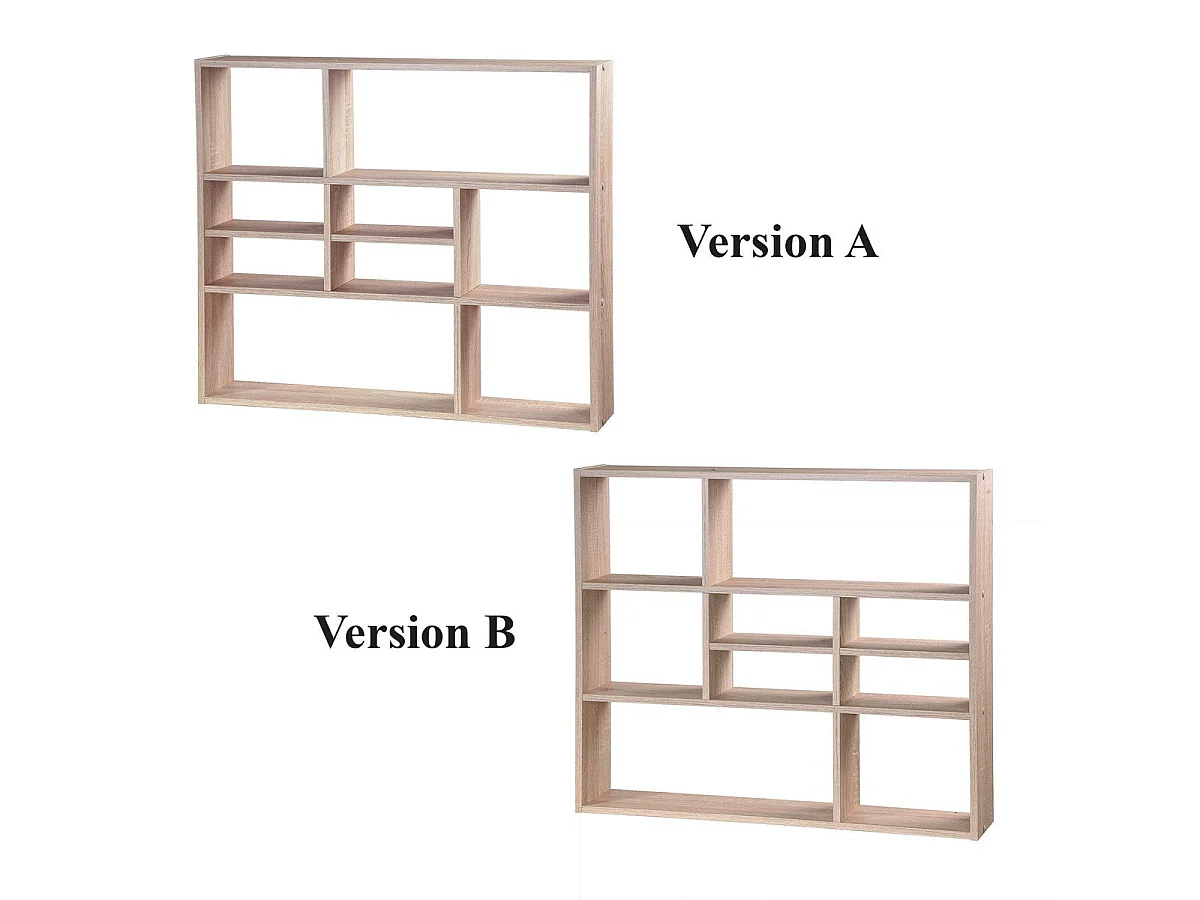 Wandschap met 9 vakken eikenkleurig