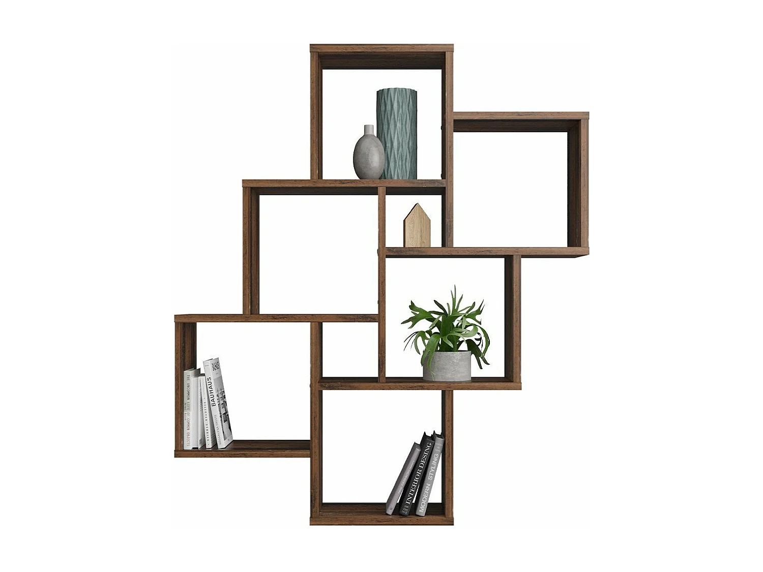 Mensola a Parete con 8 Scomparti Stile Anticato Scuro