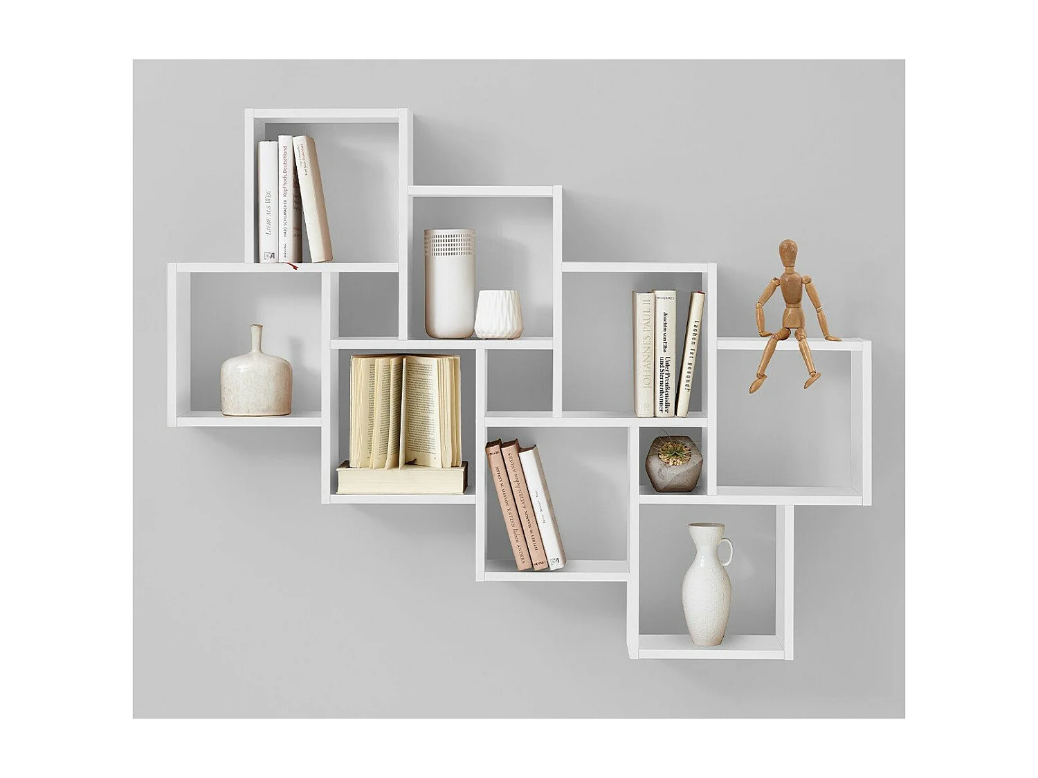 Estantería de pared con 11 compartimentos blanca