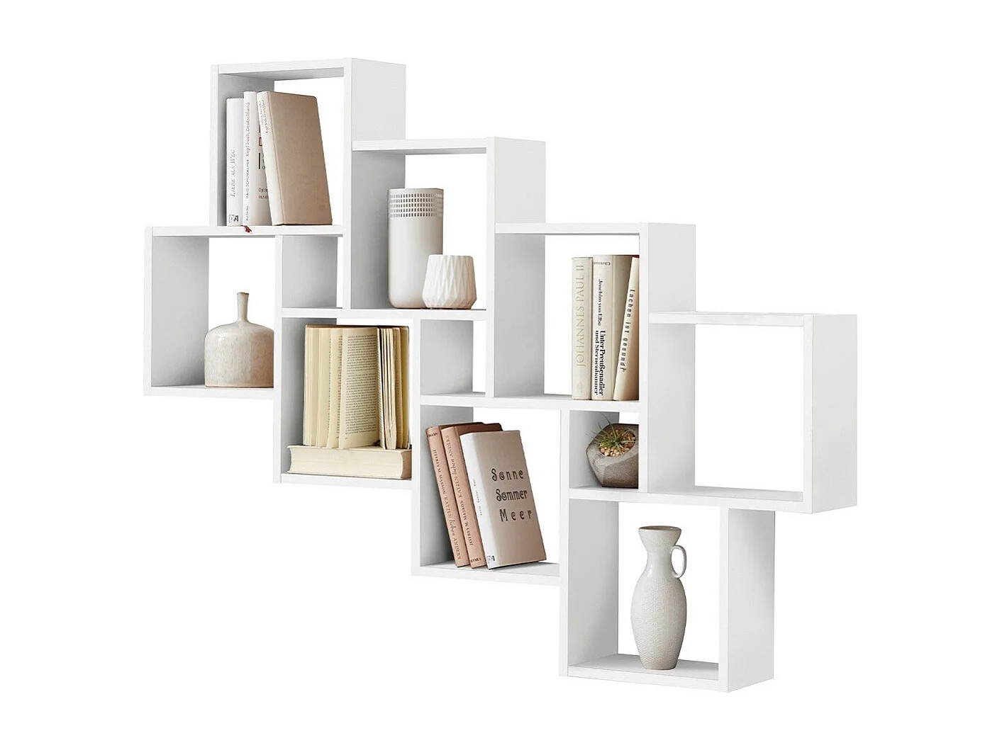 Estantería de pared con 11 compartimentos blanca