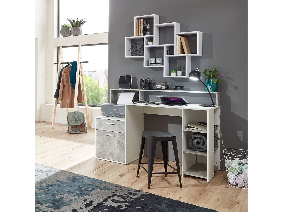 Wandschap met 8 vakken wit