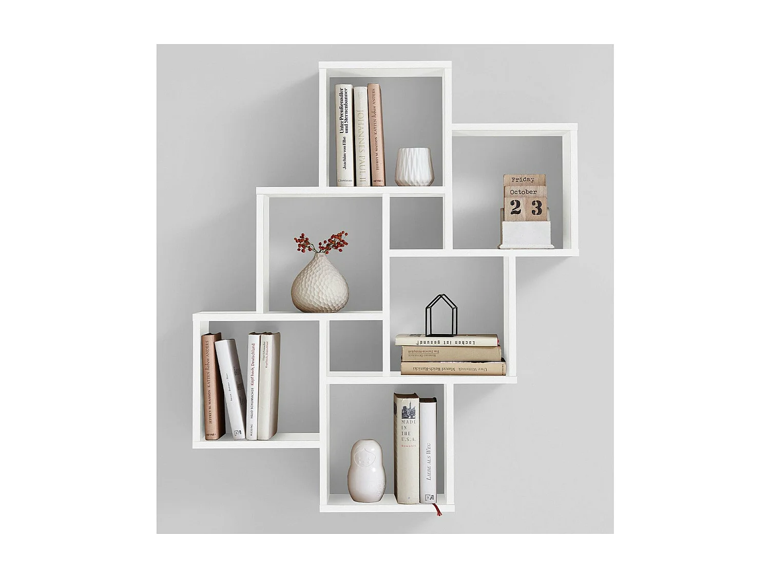 Wandschap met 8 vakken wit