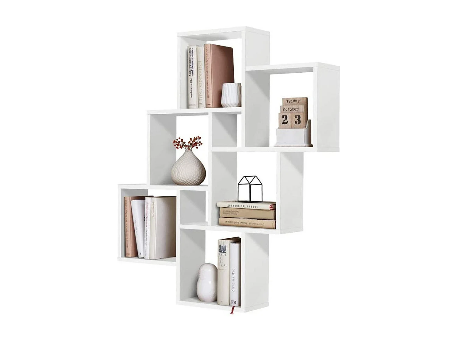 Wandschap met 8 vakken wit