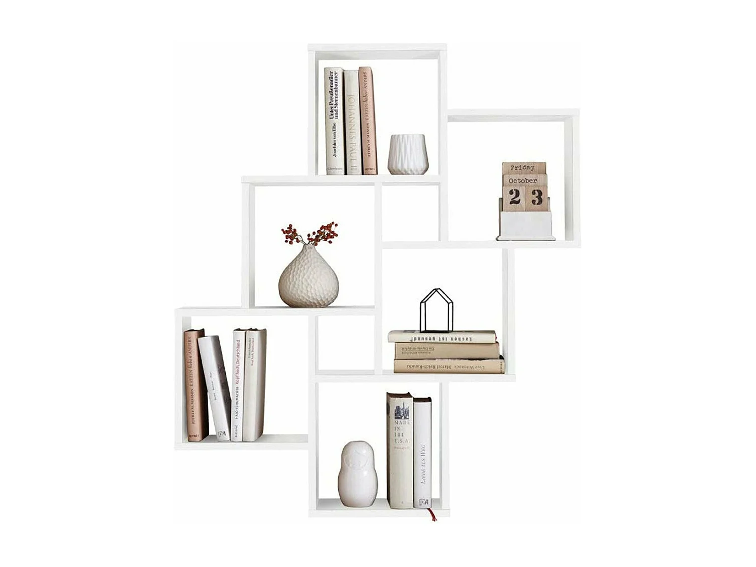 Wandschap met 8 vakken wit