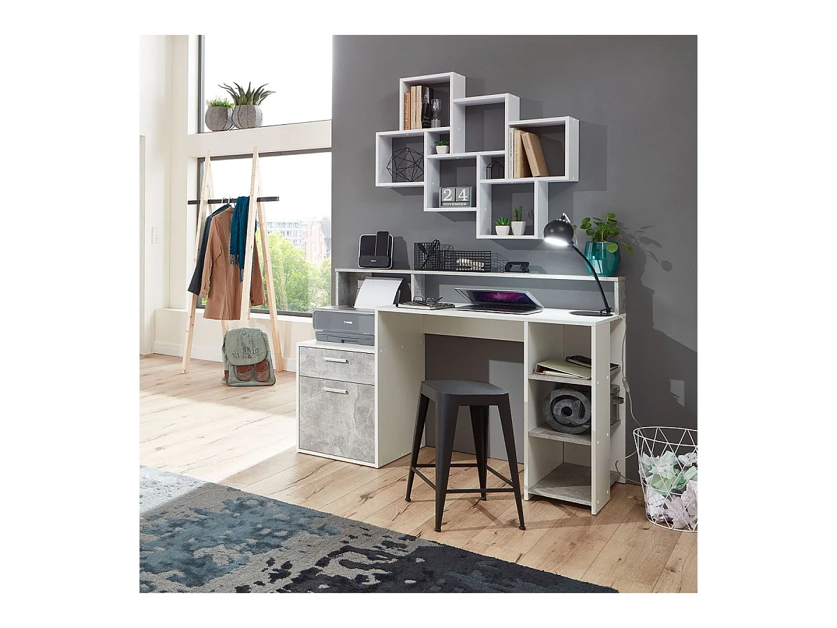 Estantería de pared con 8 compartimentos blanca