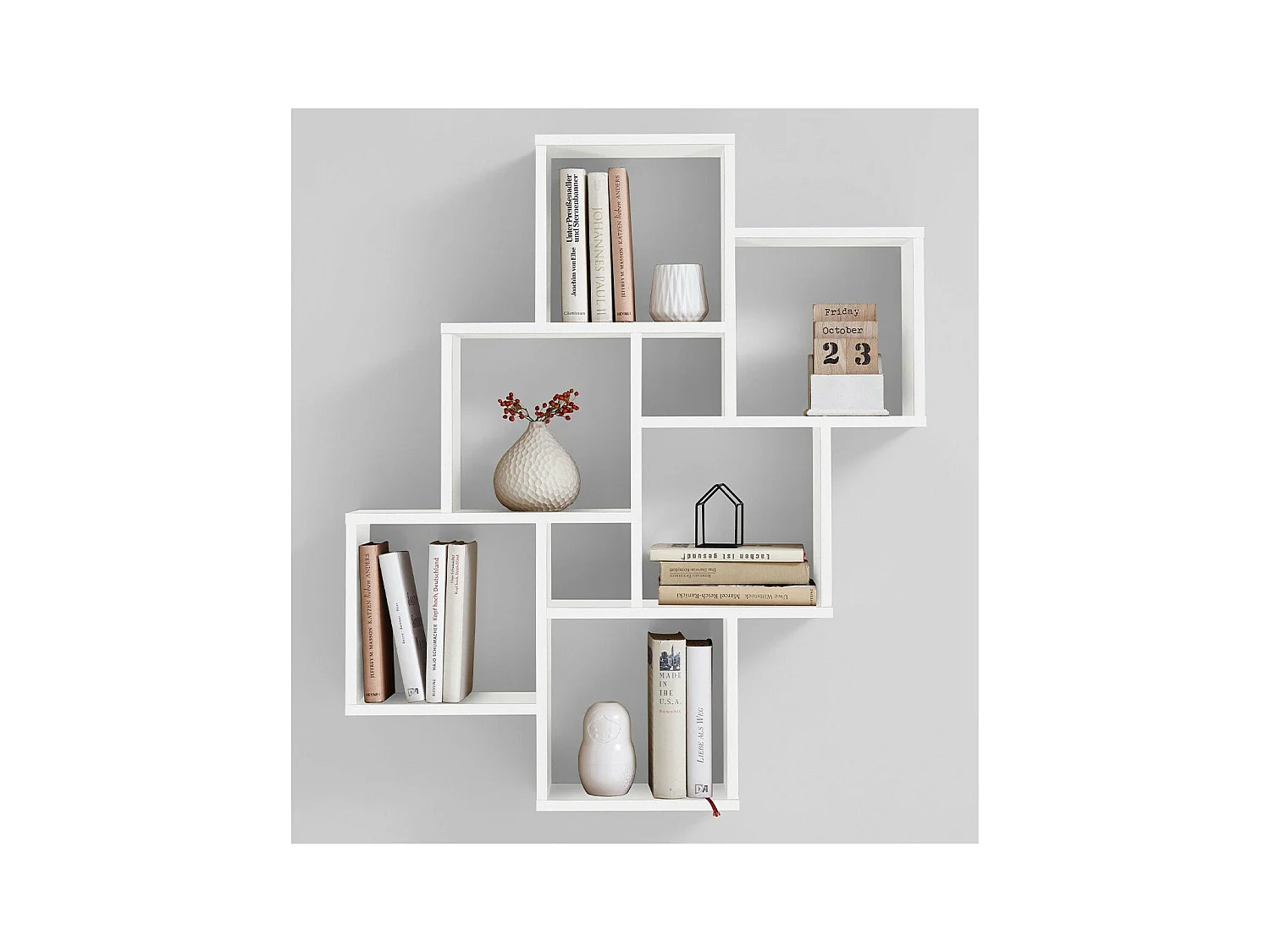 Estantería de pared con 8 compartimentos blanca