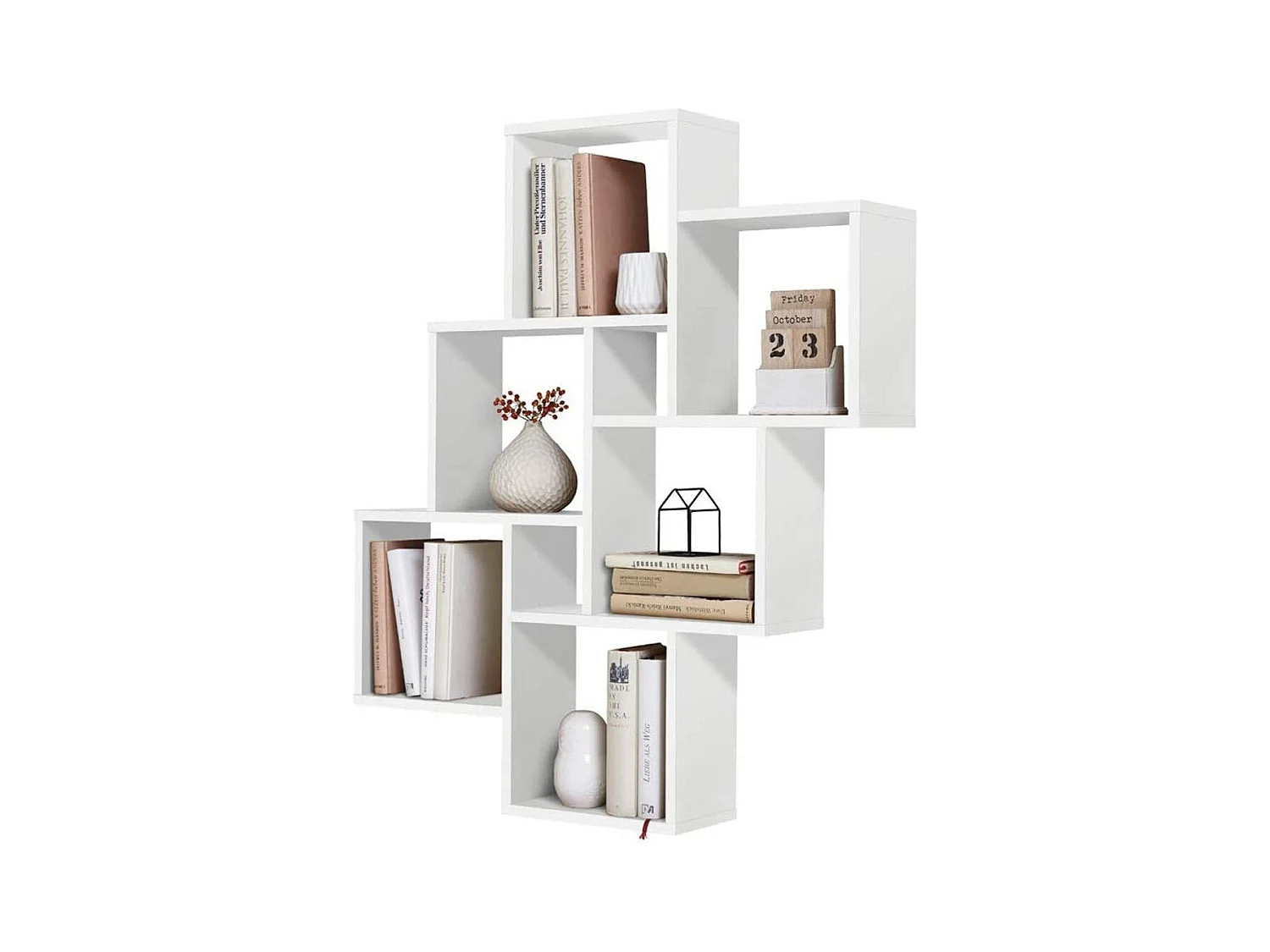 Estantería de pared con 8 compartimentos blanca