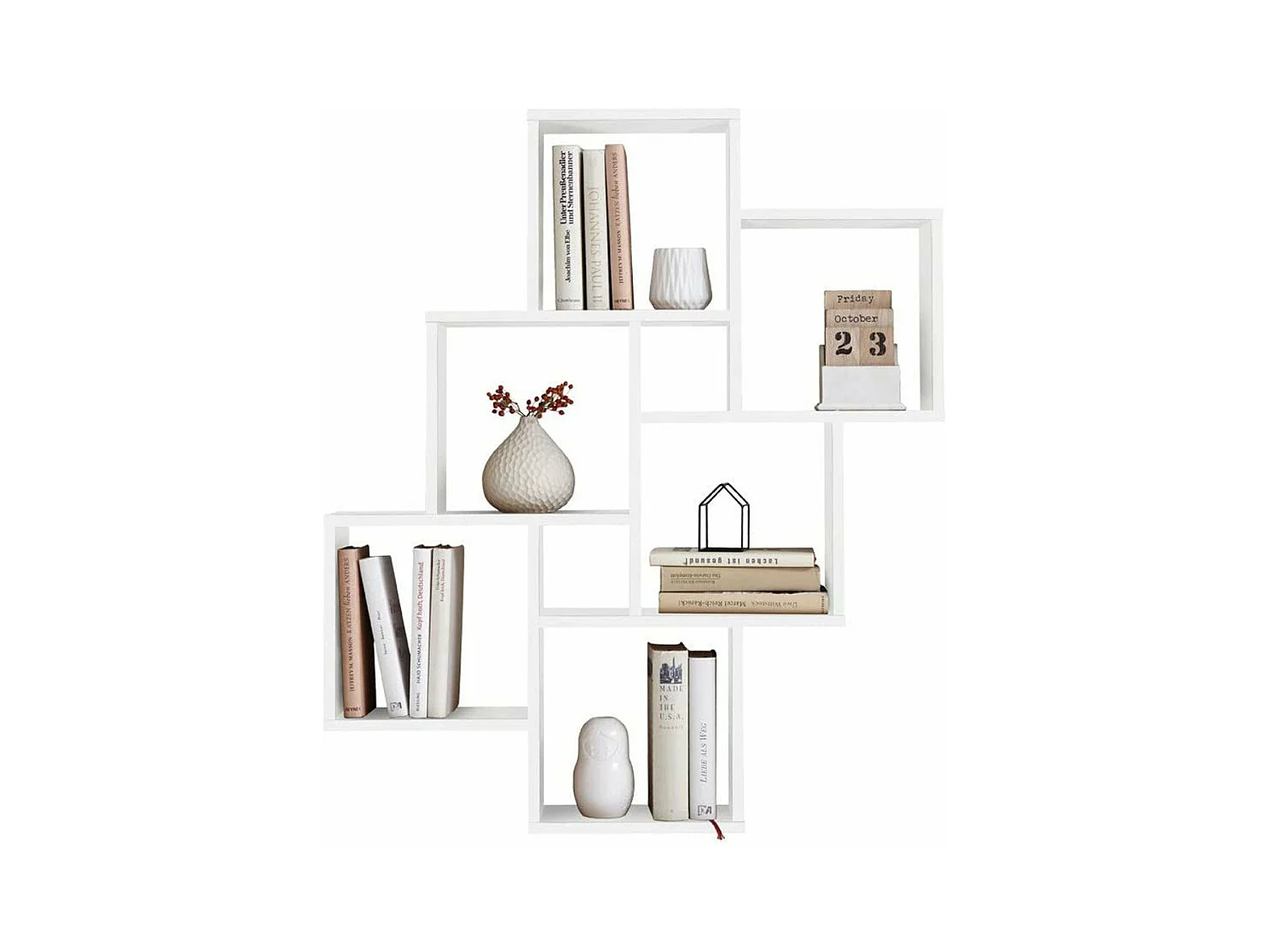 Estantería de pared con 8 compartimentos blanca