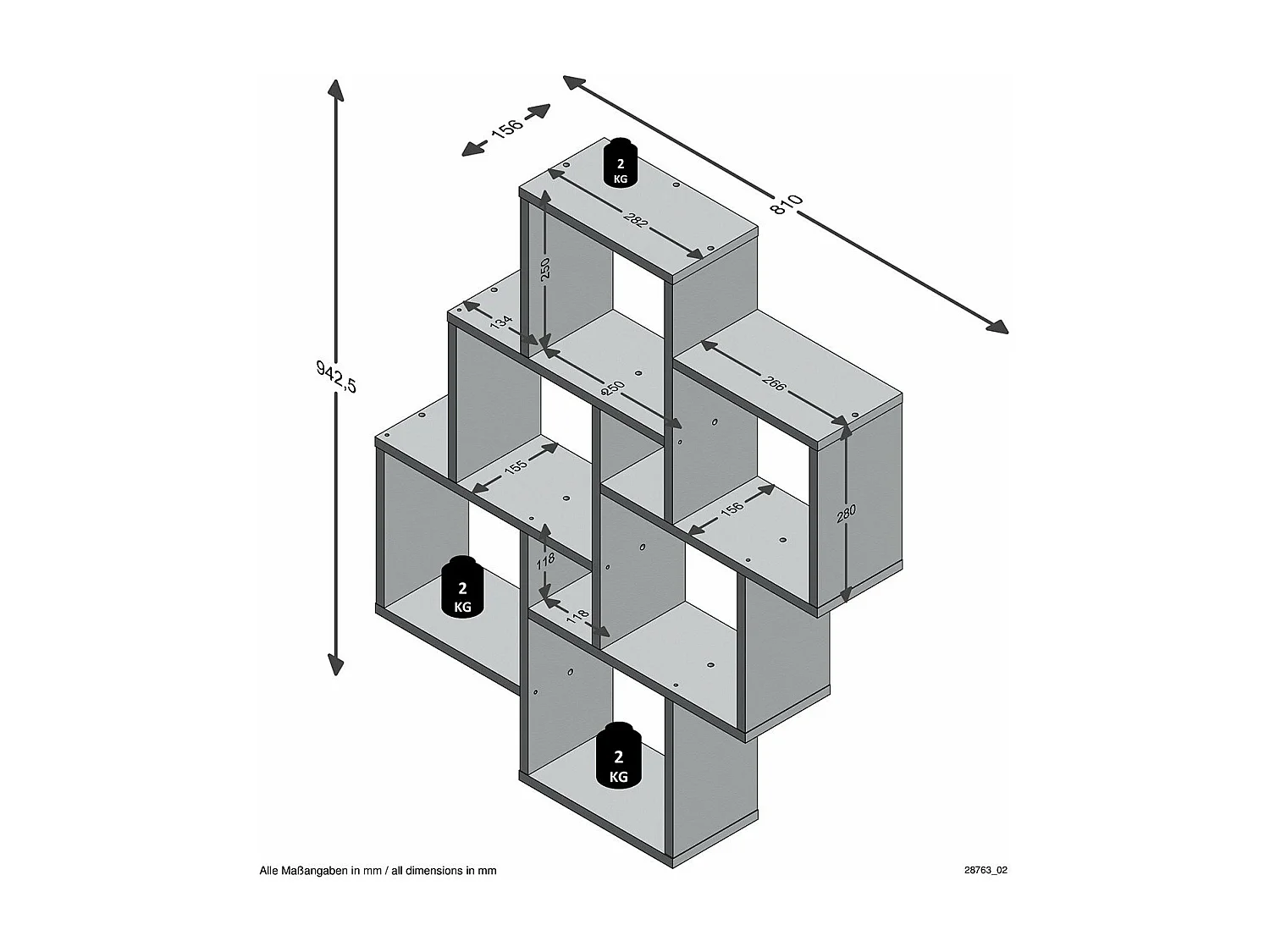 Étagère Murale Flottante 8 Compartiments - Laurio