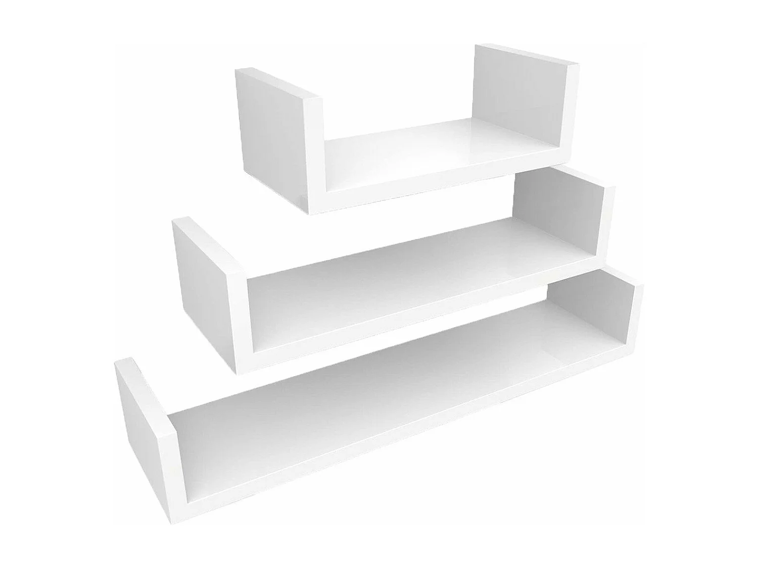 Lot de 3 Étagères Murales Blanches - Finition brillantes