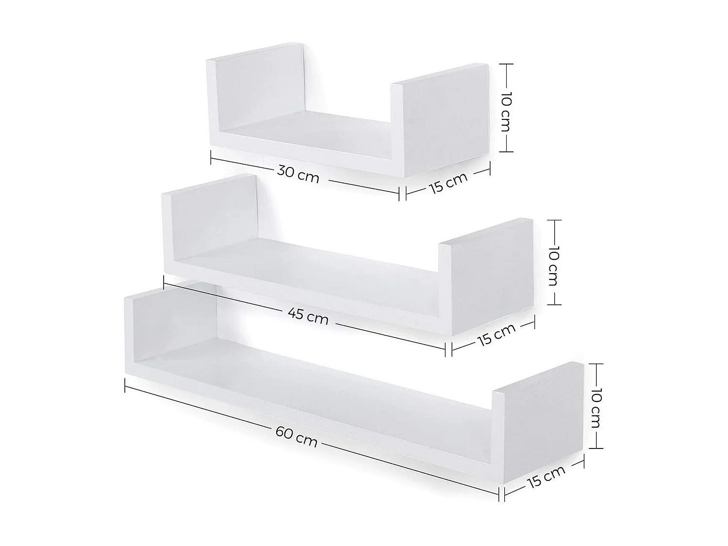 Lot de 3 Étagères Murales Blanches - Finition brillantes