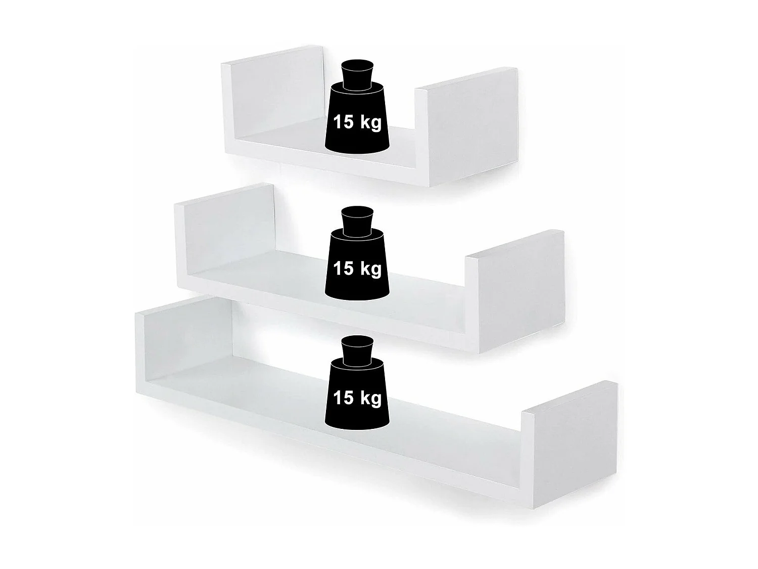 Lot de 3 Étagères Murales Blanches - Finition brillantes