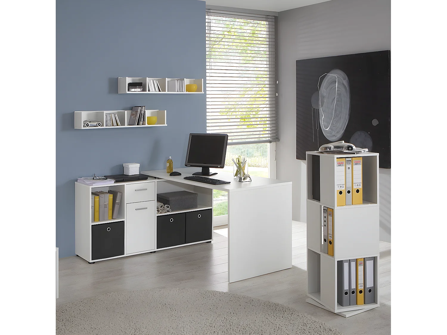 Etagère murale avec 4 compartiments L92 cm - Point