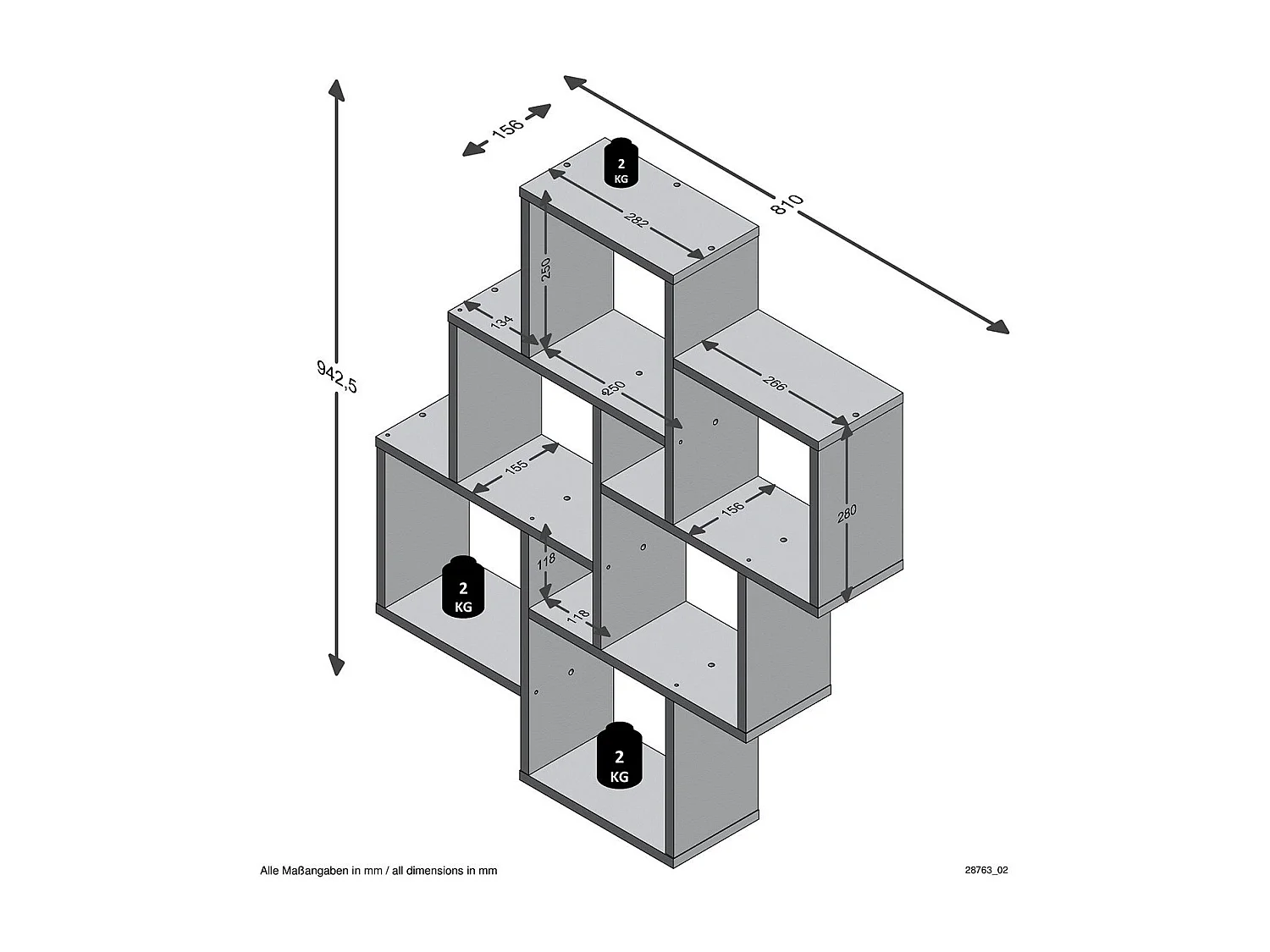 Étagère Murale Flottante 8 Compartiments - Laurio