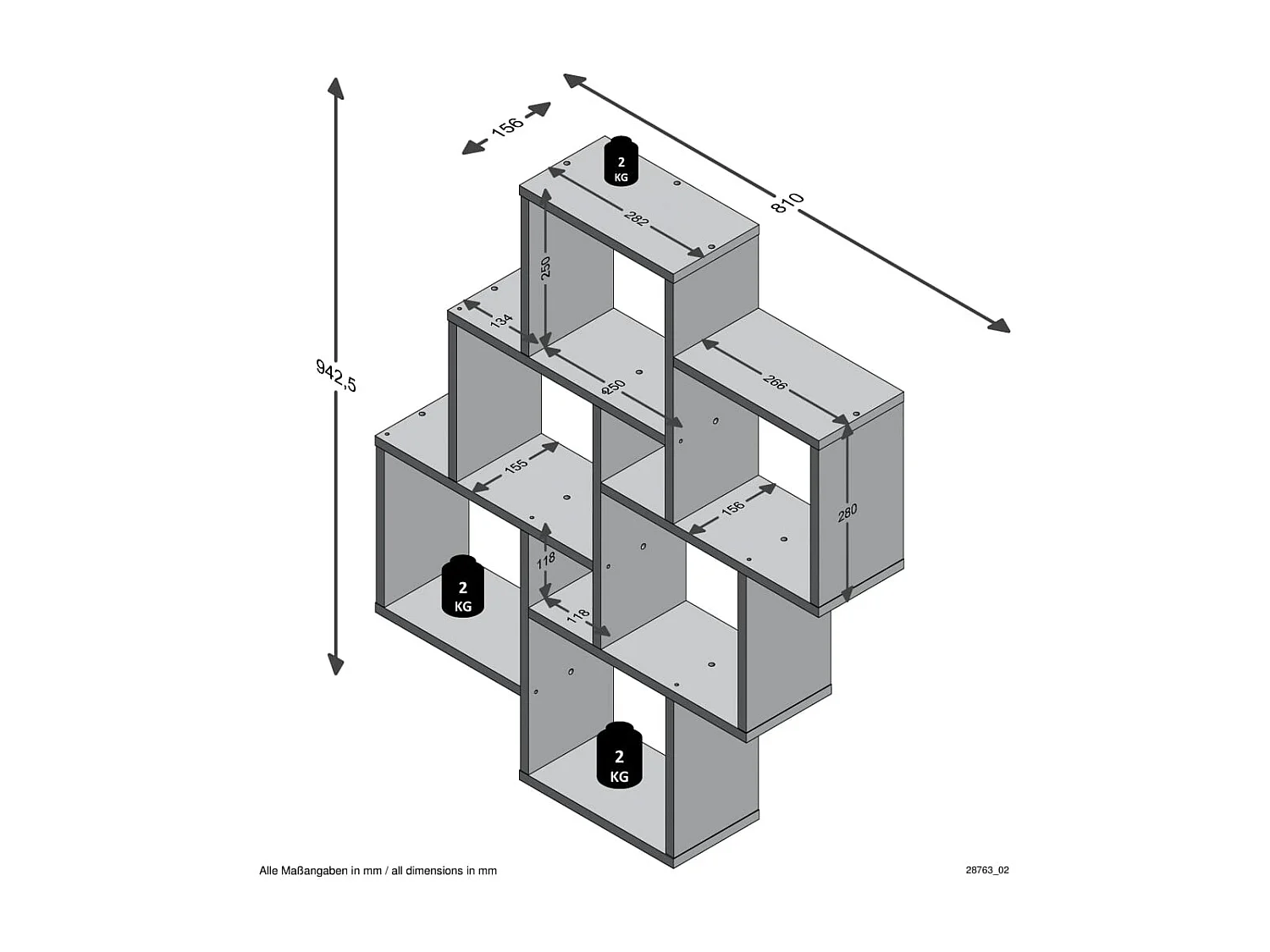 Étagère Murale Flottante 8 Compartiments - Laurio