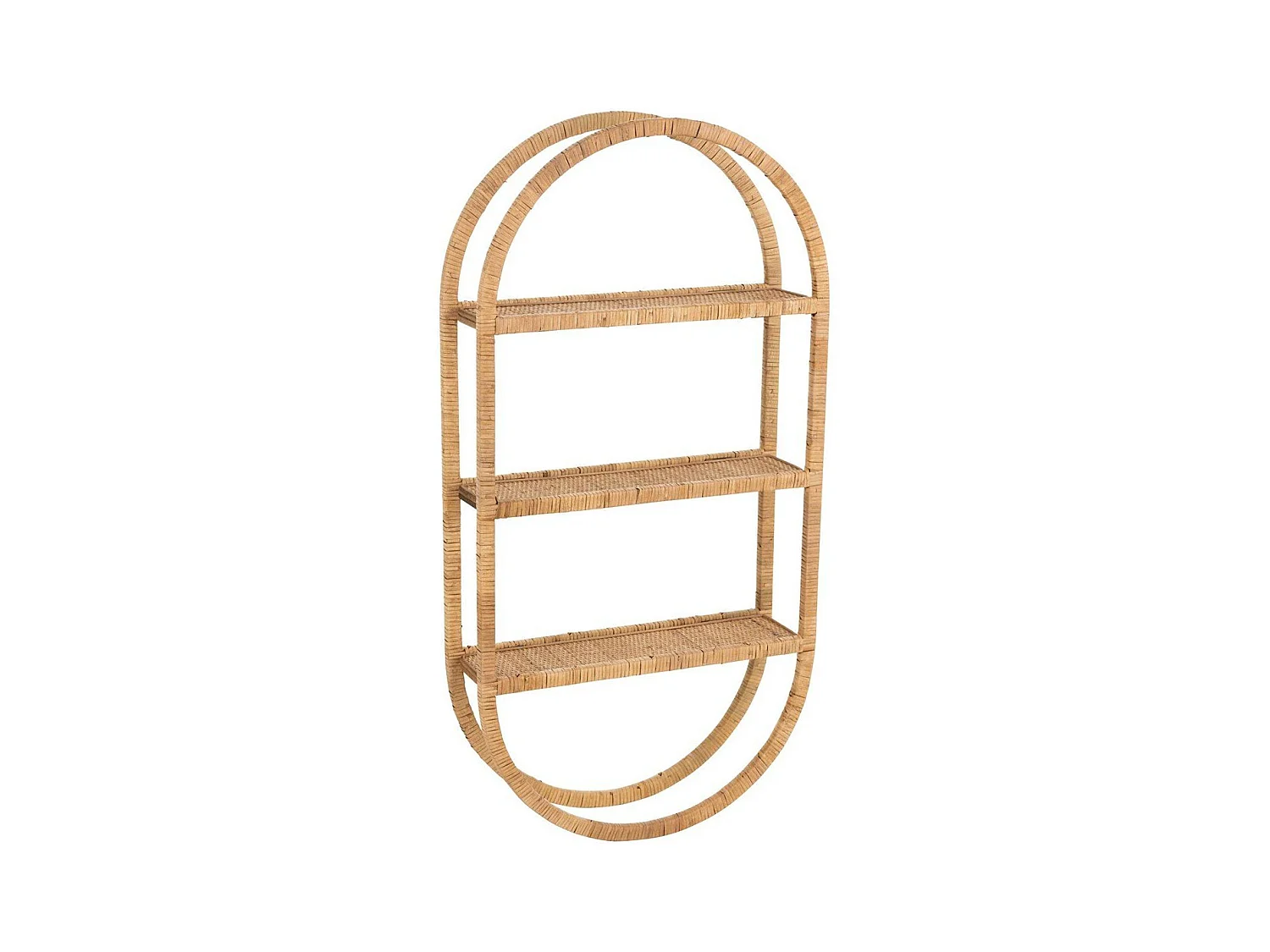 Etagere Murale Ovale 3 Planches pliable Rotin Naturel