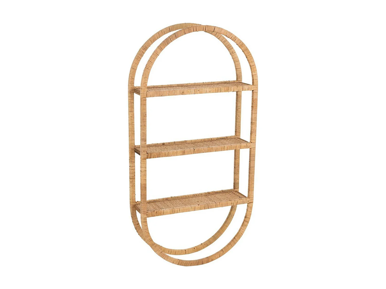 Etagere Murale Ovale 3 Planches pliable Rotin Naturel