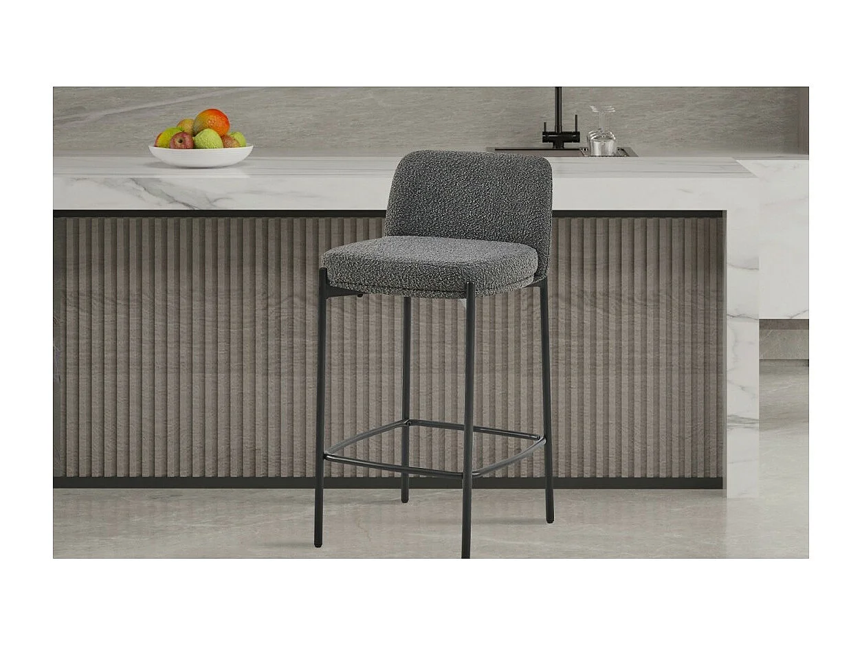 Sedia da bancone ELISE di colore grigio, dimensioni H91 x L44 x P42, ideale per un bancone moderno.