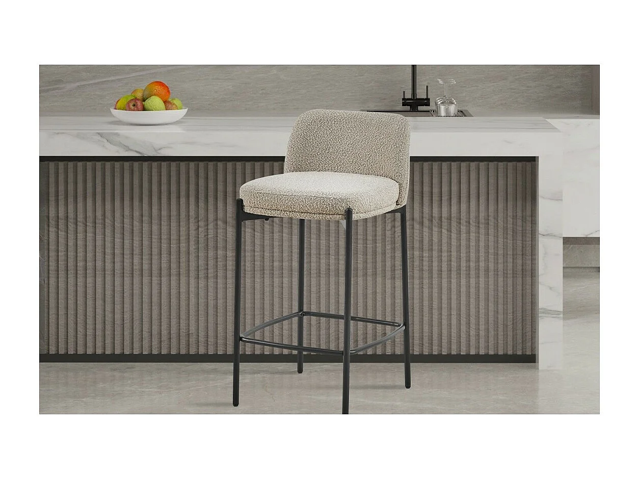 Silla de mostrador ELISE - Color arena - Patas de metal - Altura 85 cm - Estilo moderno