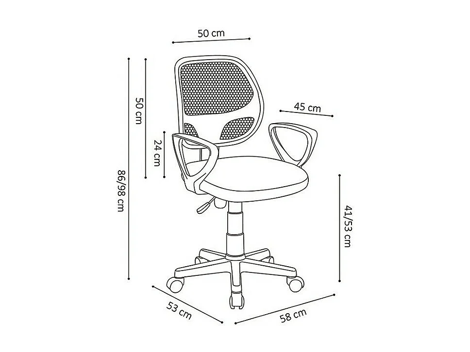 Bürostuhl IPOLIST – Schwarzer Netzstoff – Höhenverstellbar 86-98 cm – Moderner und ergonomischer Stil