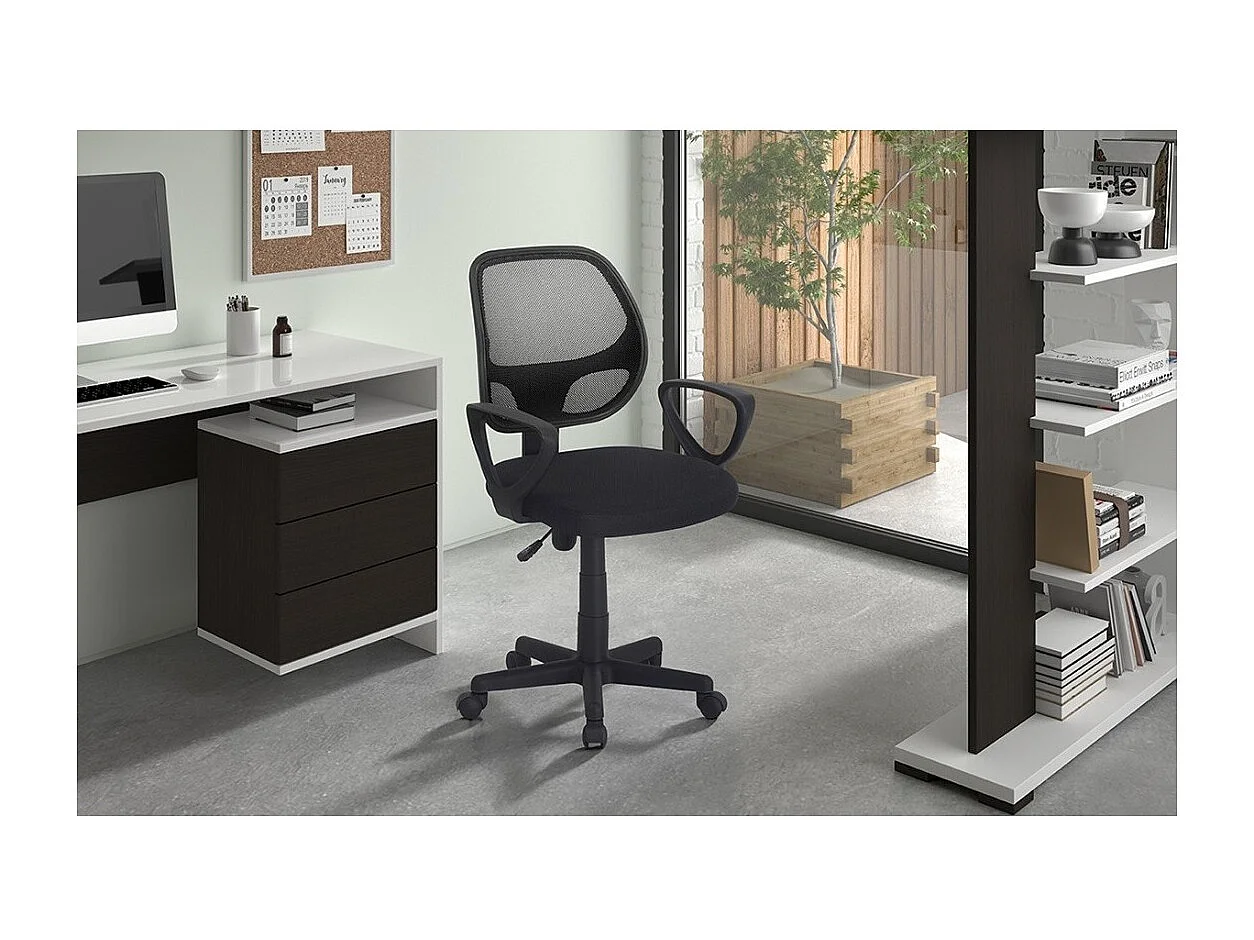 Bürostuhl IPOLIST – Schwarzer Netzstoff – Höhenverstellbar 86-98 cm – Moderner und ergonomischer Stil