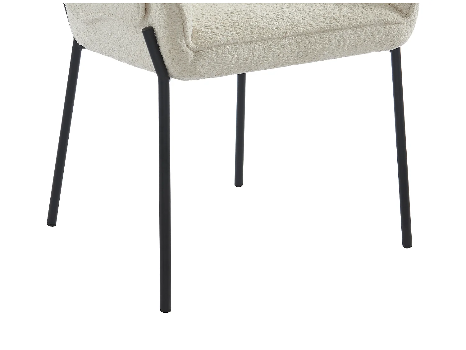 Lot de 6 chaises avec accoudoirs en tissu bouclette et métal noir - Crème - AKETI de Pascal Morabito