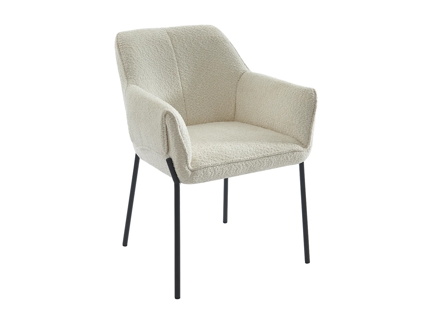 Lot de 6 chaises avec accoudoirs en tissu bouclette et métal noir - Crème - AKETI de Pascal Morabito