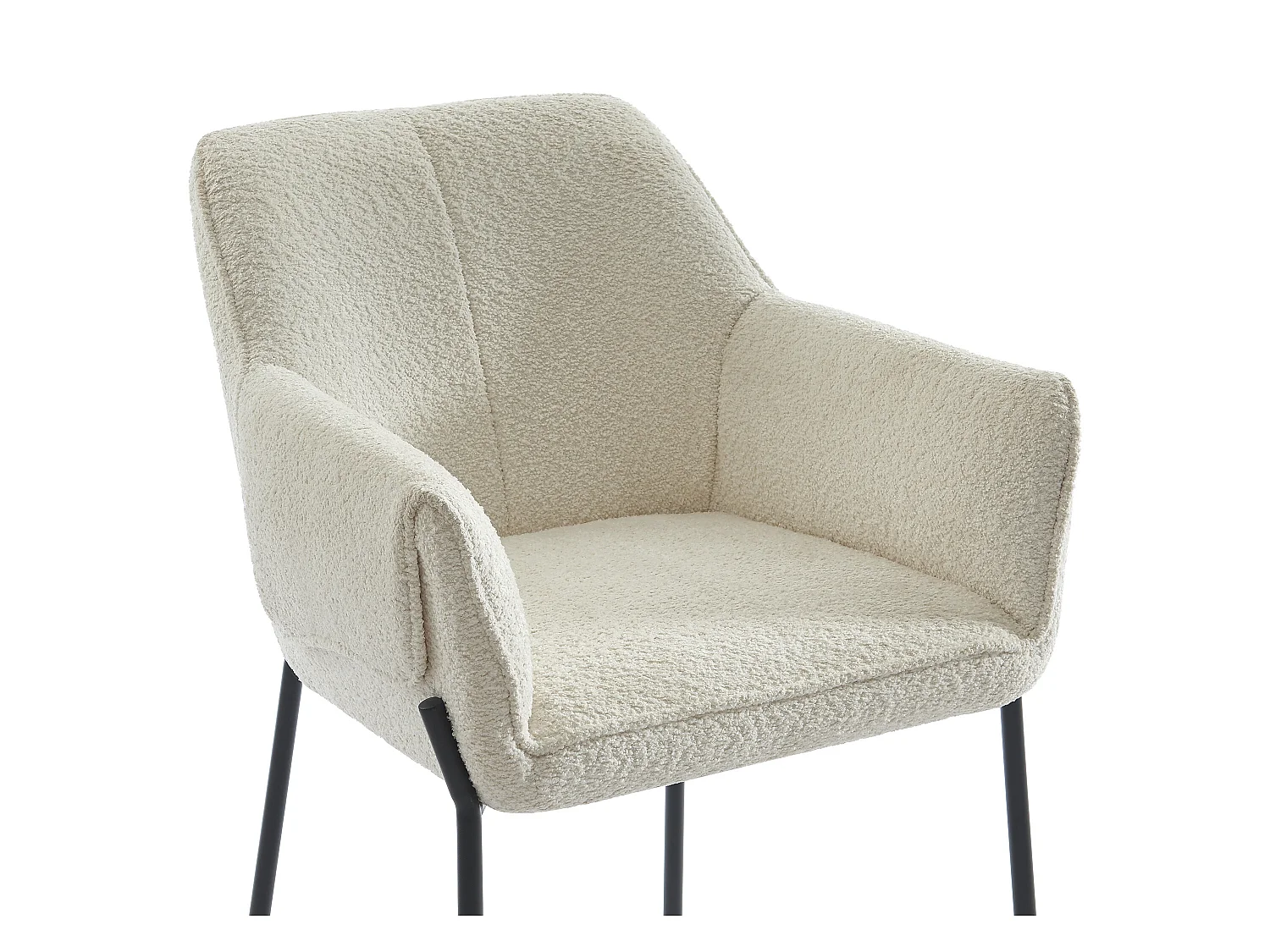 Lot de 6 chaises avec accoudoirs en tissu bouclette et métal noir - Crème - AKETI de Pascal Morabito