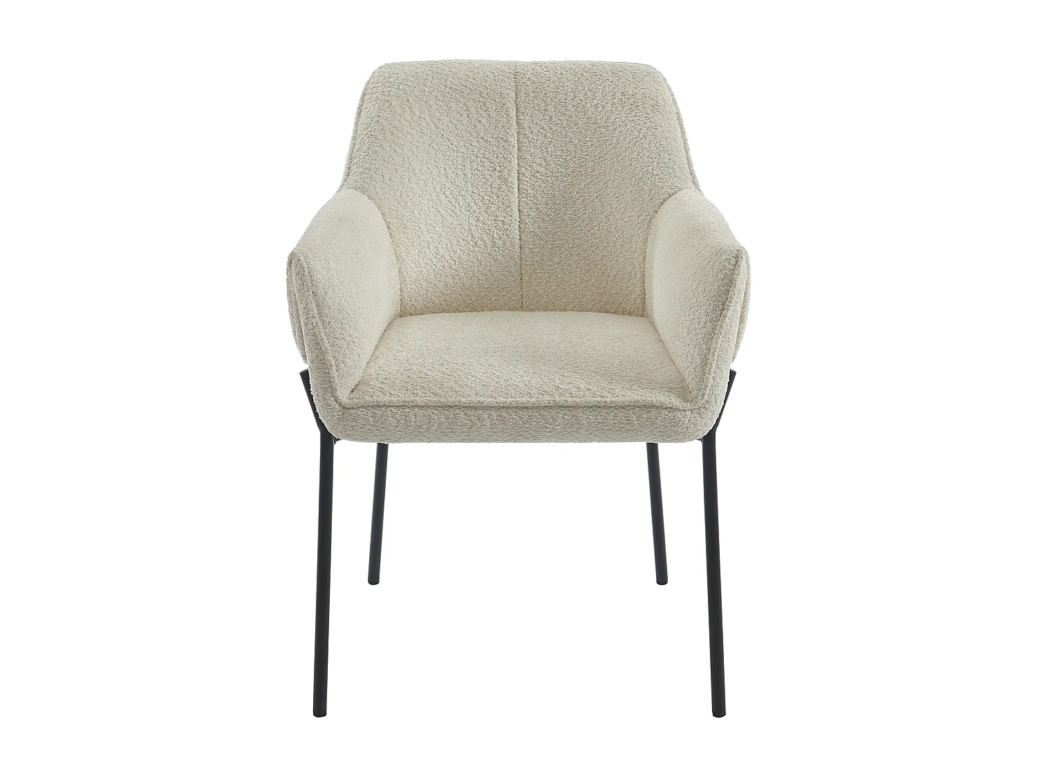 Lot de 6 chaises avec accoudoirs en tissu bouclette et métal noir - Crème - AKETI de Pascal Morabito