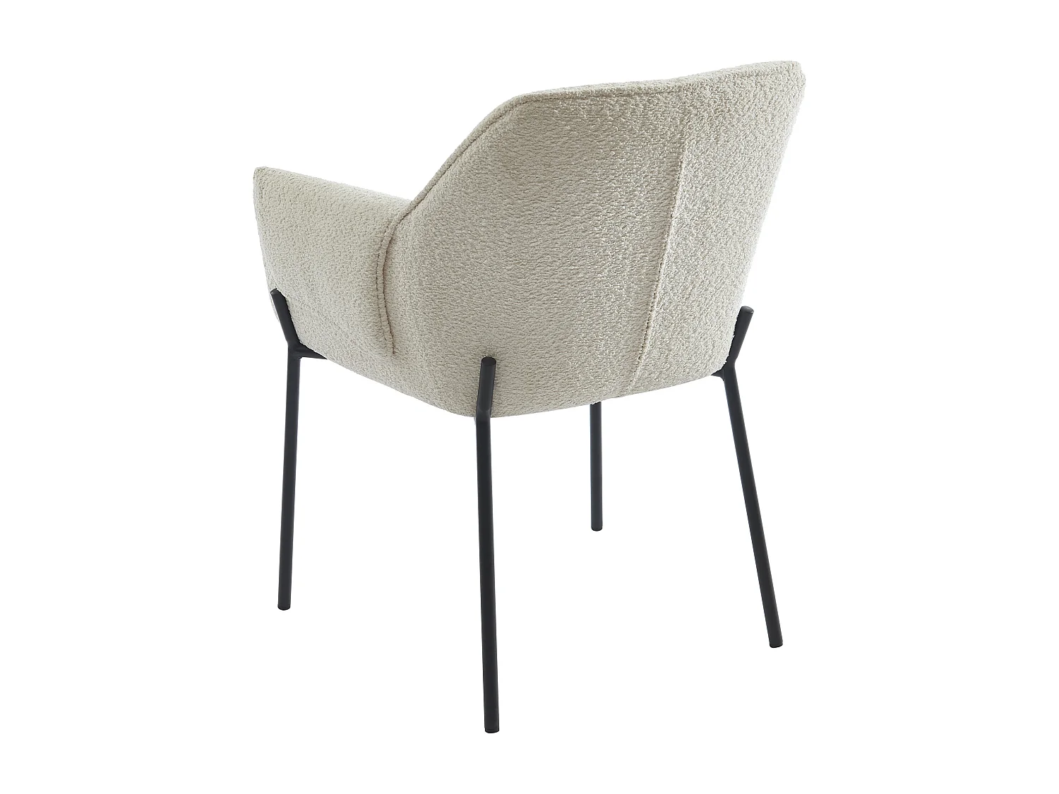 Lot de 6 chaises avec accoudoirs en tissu bouclette et métal noir - Crème - AKETI de Pascal Morabito