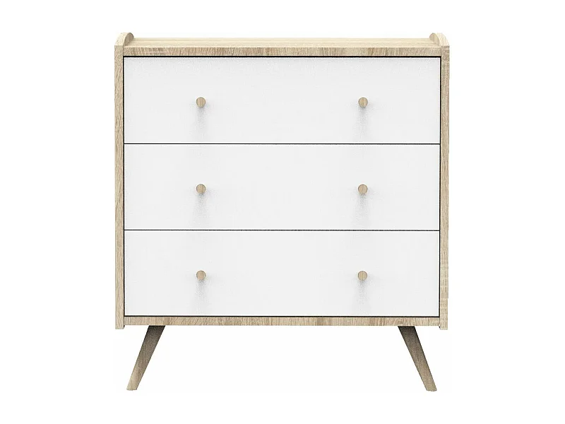 Commode 3 tiroirs Access - Blanc et bois