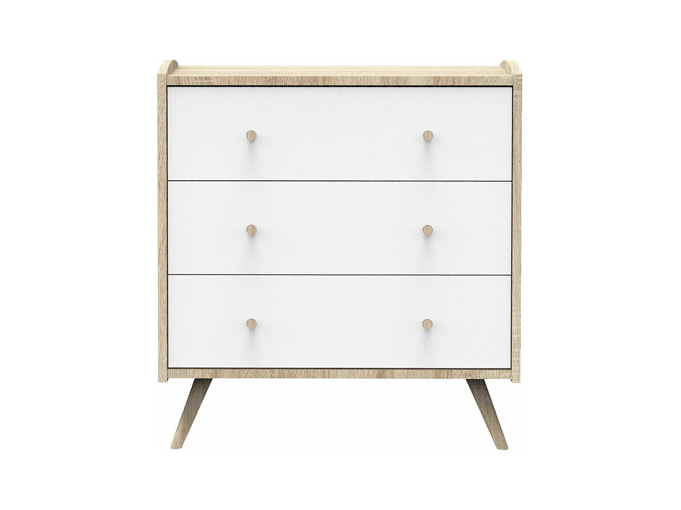 Commode 3 tiroirs Access - Blanc et bois